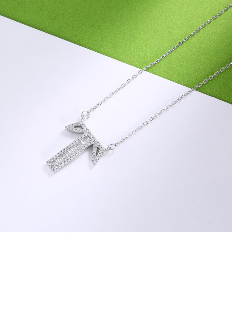 925 Sterling Silver Fashion Personality English Alphabet T Cubic Zircon Necklace