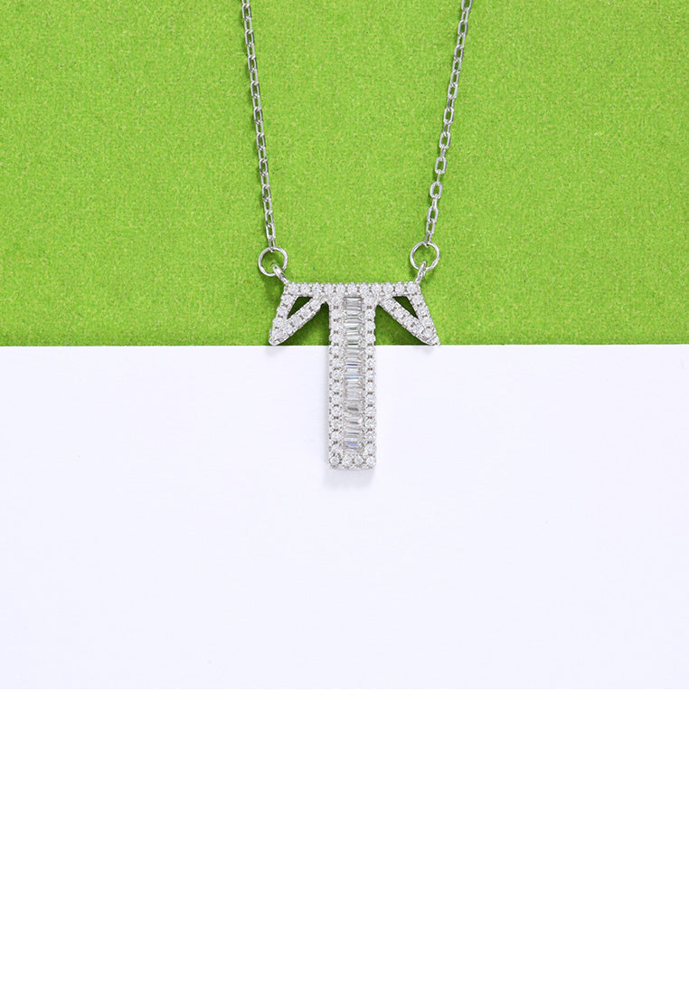 925 Sterling Silver Fashion Personality English Alphabet T Cubic Zircon Necklace