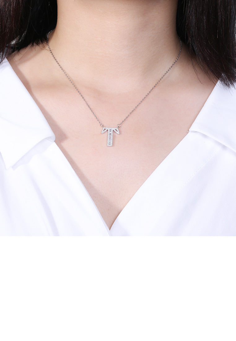 925 Sterling Silver Fashion Personality English Alphabet T Cubic Zircon Necklace
