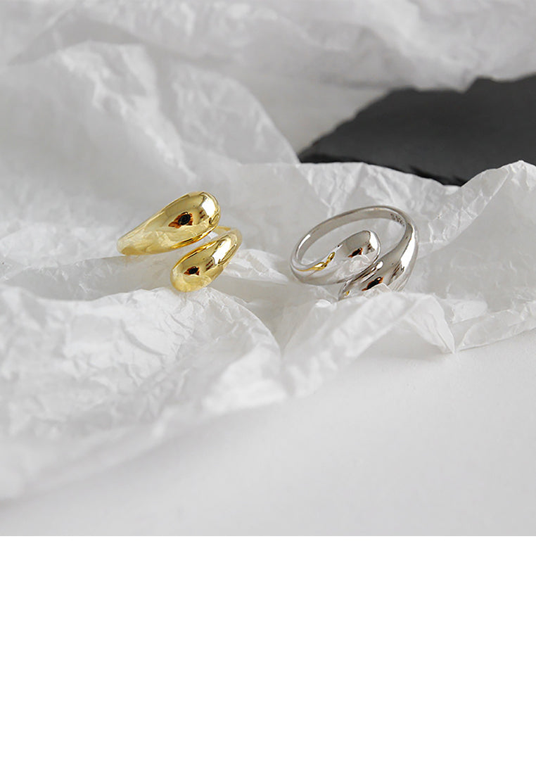 925 Sterling Silver Fashion Personality Water Drop-shaped Geometric Adjustable Opening Ring