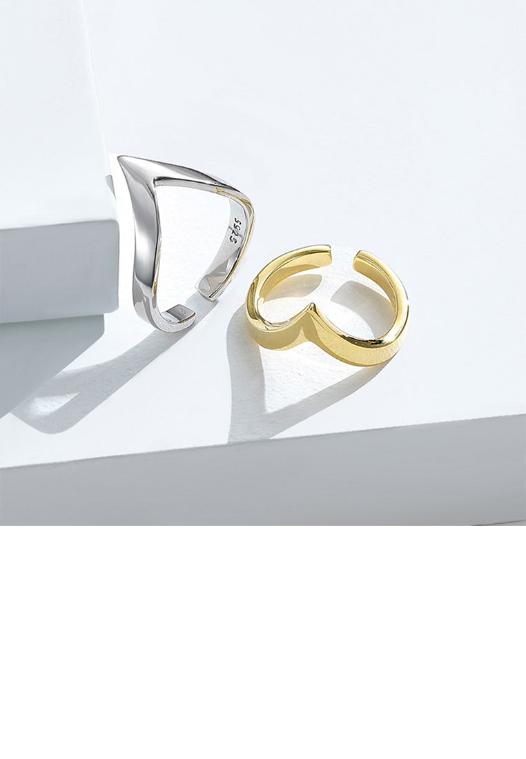 925 Sterling Silver Simple Personality Geometric Adjustable Opening Ring