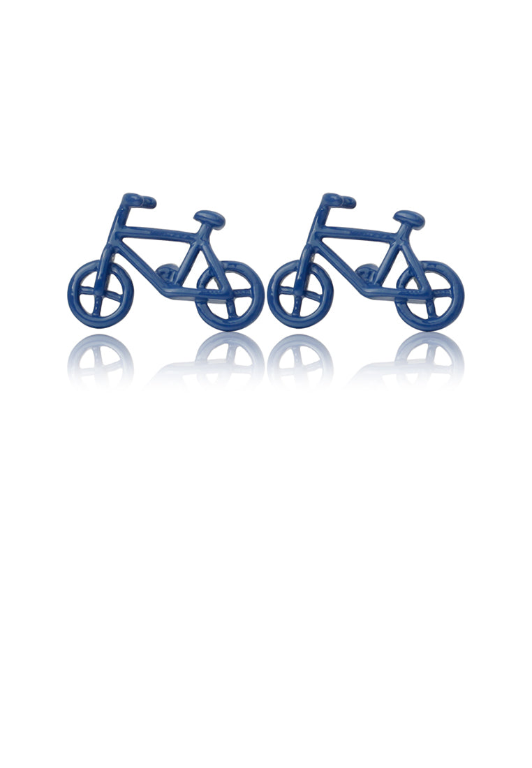 Simple and Creative Enamel Blue Bicycle Cufflinks