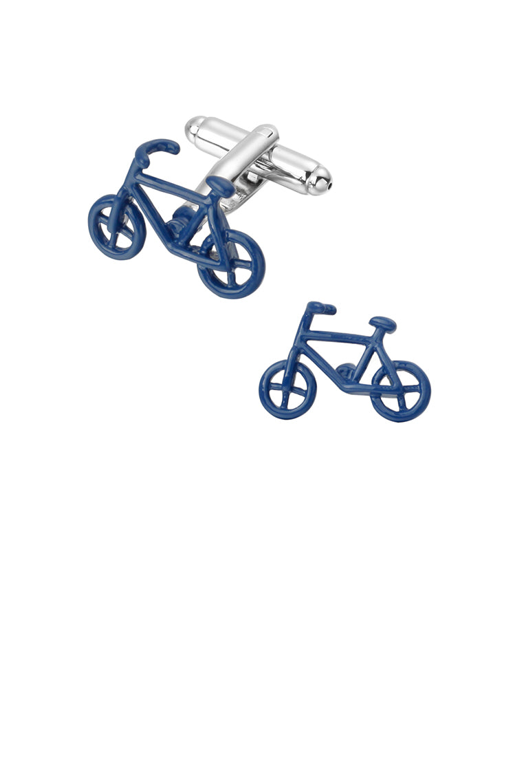 Simple and Creative Enamel Blue Bicycle Cufflinks