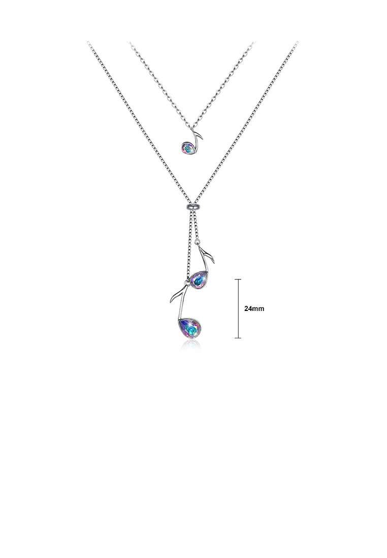 925 Sterling Silve Elegant Fashion Musical Note Necklace with Austrian Element Crystal