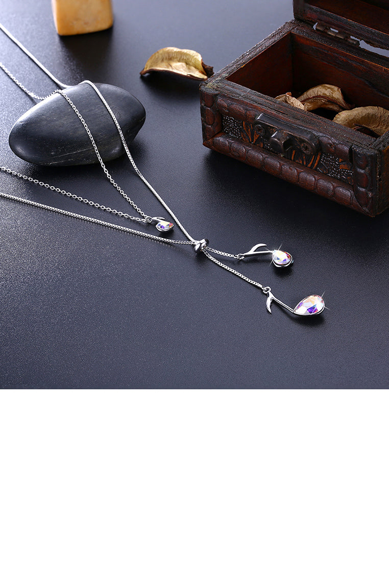 925 Sterling Silve Elegant Fashion Musical Note Necklace with Austrian Element Crystal