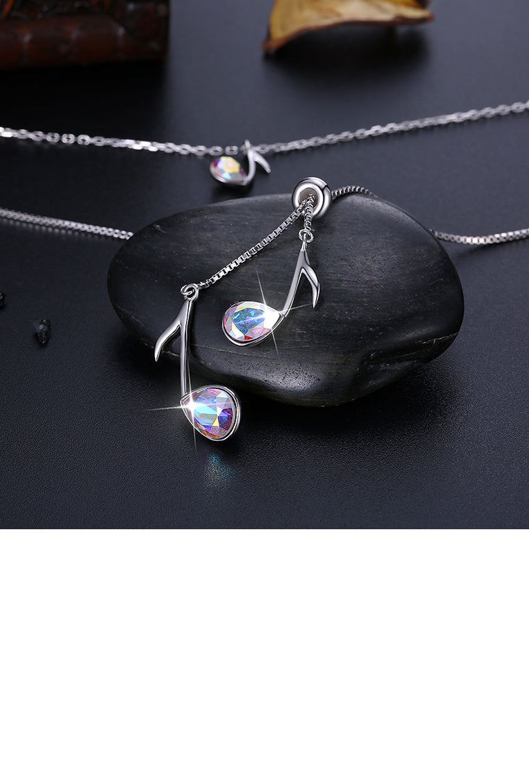 925 Sterling Silve Elegant Fashion Musical Note Necklace with Austrian Element Crystal