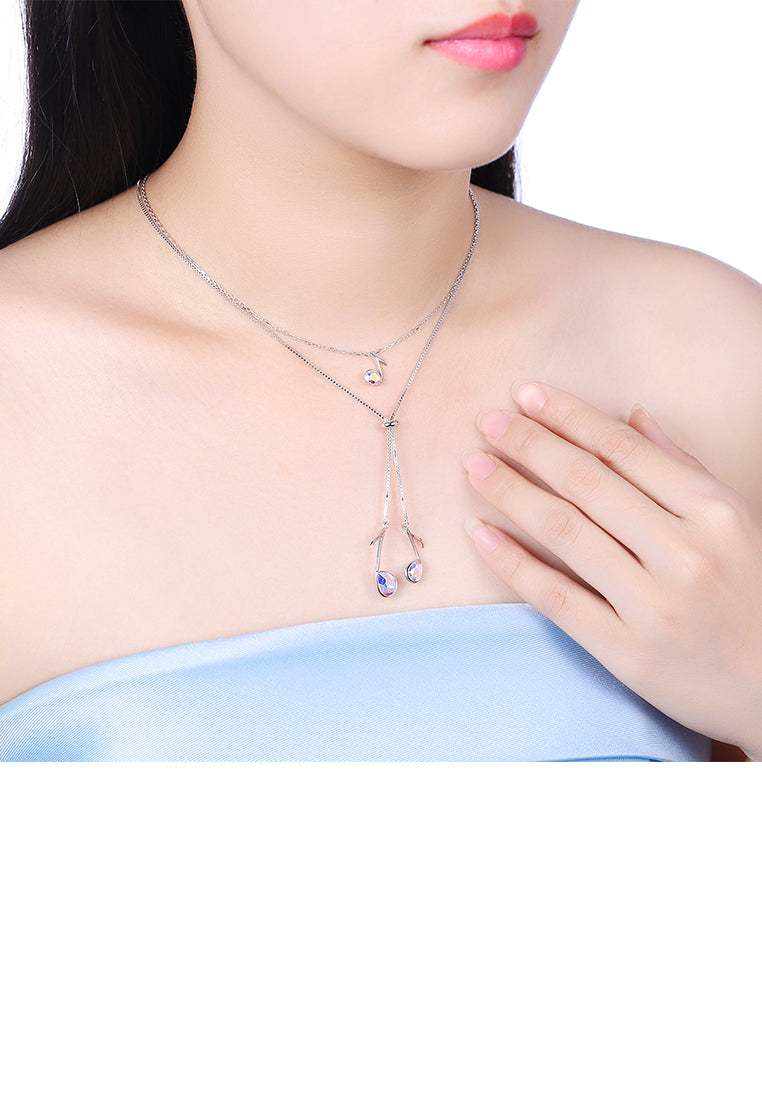 925 Sterling Silve Elegant Fashion Musical Note Necklace with Austrian Element Crystal