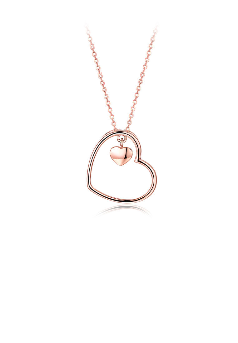 925 Sterling Silver Plated Rose Gold Heart Necklace