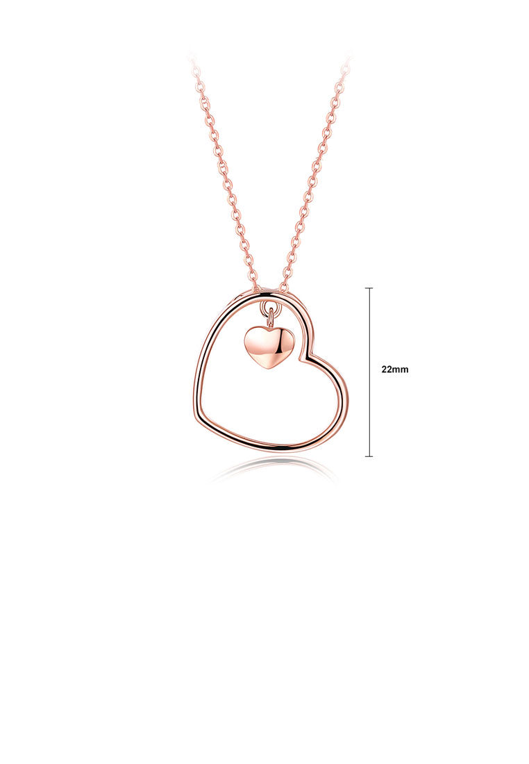 925 Sterling Silver Plated Rose Gold Heart Necklace