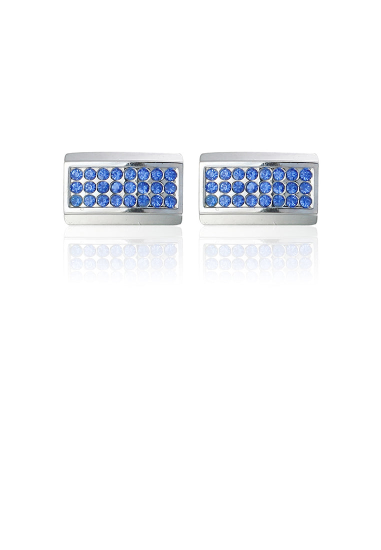 Fashion and Simple Geometric Square Cufflinks with Blue Cubic Zirconia - Luxurious Look