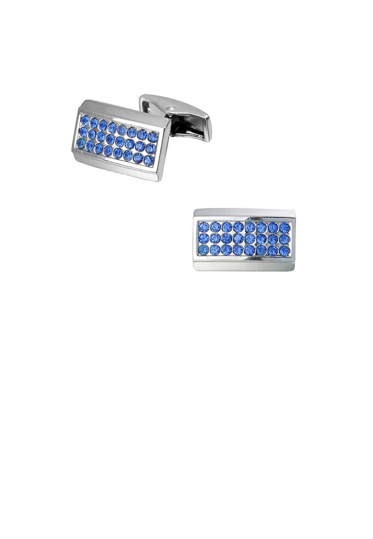 Fashion and Simple Geometric Square Cufflinks with Blue Cubic Zirconia - Luxurious Look
