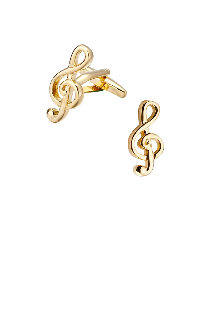 Simple and Fashion Plated Gold Musical Note Cufflinks