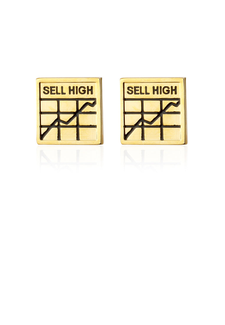 Fashion Temperament Plated Gold Stock Geometric Square Cufflinks