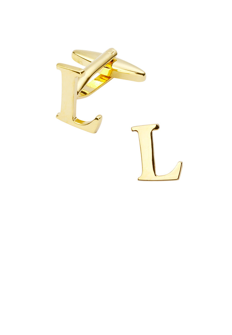 Simple and Fashion Plated Gold English Alphabet L Cufflinks