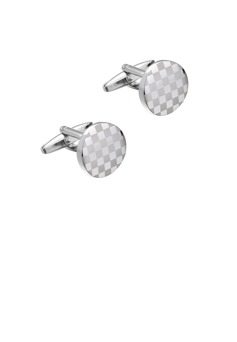 Simple and Fashion Checkerboard Pattern Geometric Round Cufflinks