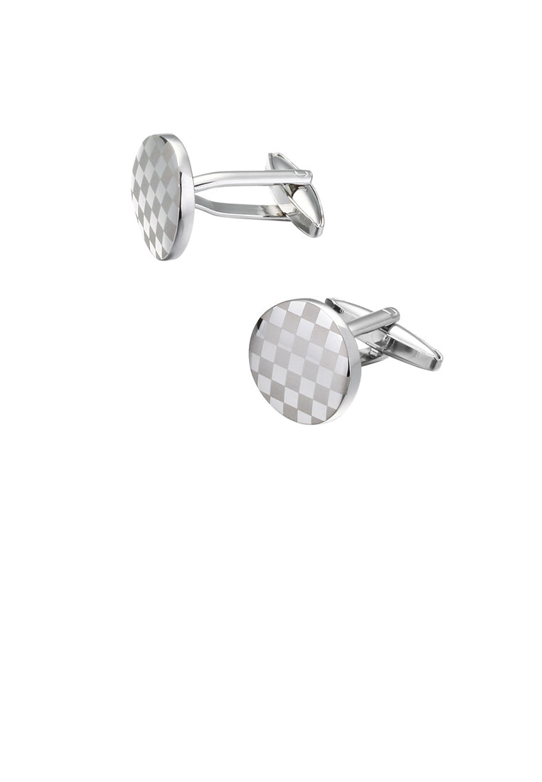 Simple and Fashion Checkerboard Pattern Geometric Round Cufflinks
