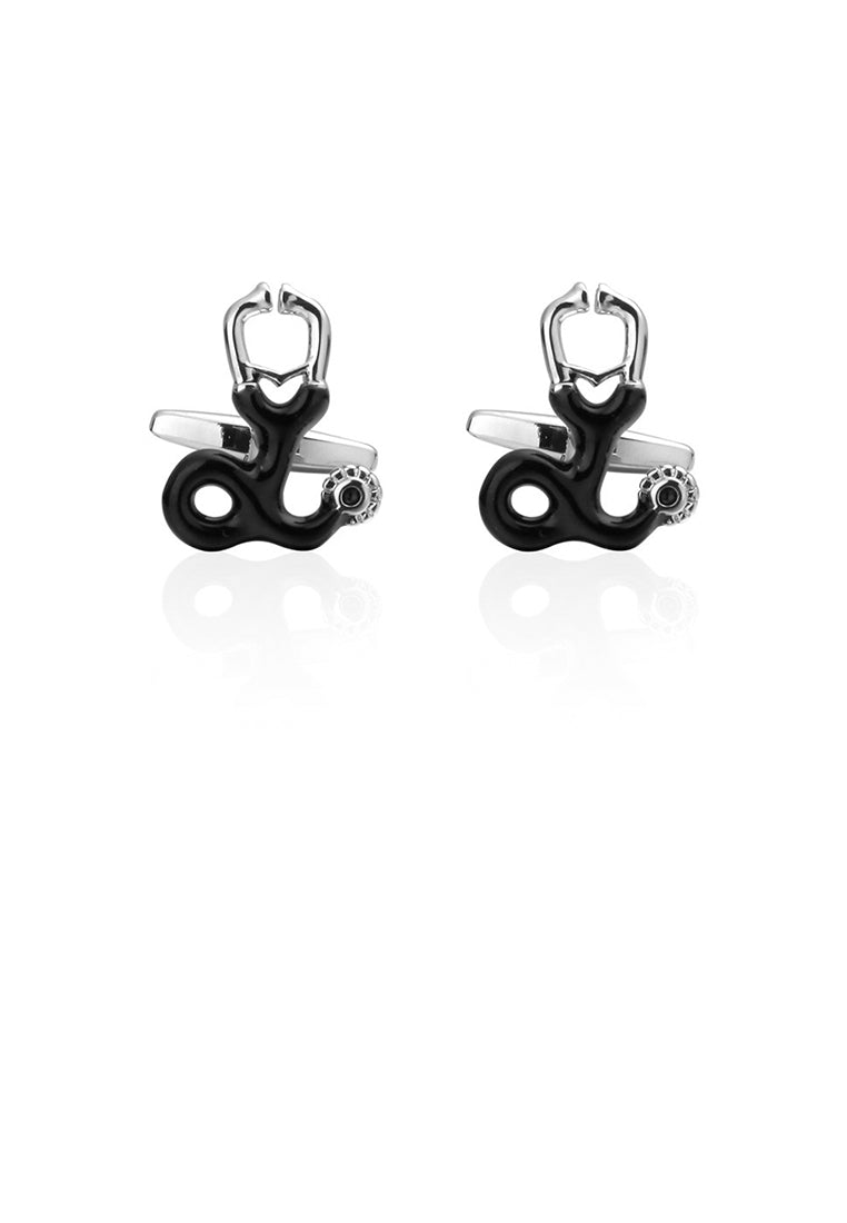 Simple and Creative Black Stethoscope Cufflinks