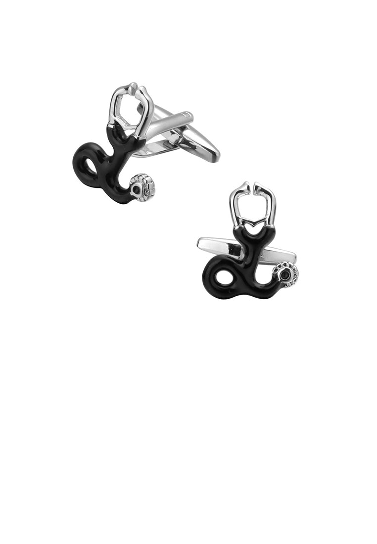 Simple and Creative Black Stethoscope Cufflinks