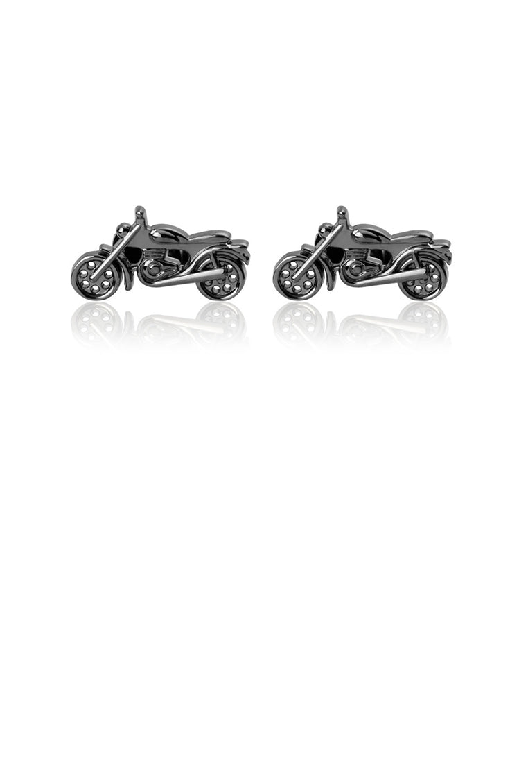 Simple and Personalized Plated Black Motorcycle Cufflinks