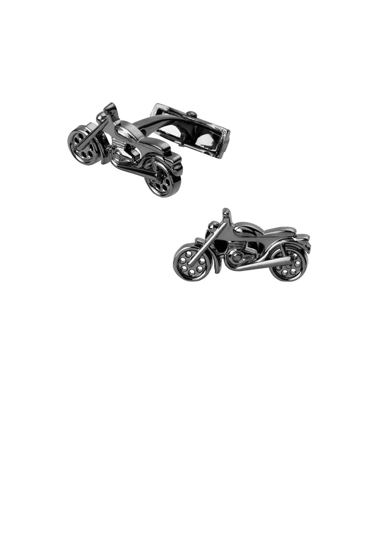 Simple and Personalized Plated Black Motorcycle Cufflinks