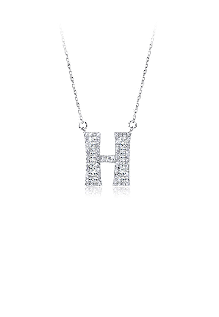 925 Sterling Silver Fashion Personality English Alphabet H Cubic Zircon Necklace
