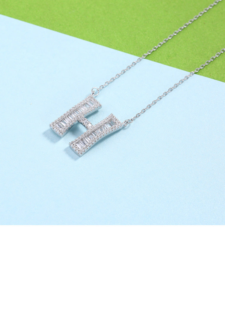 925 Sterling Silver Fashion Personality English Alphabet H Cubic Zircon Necklace