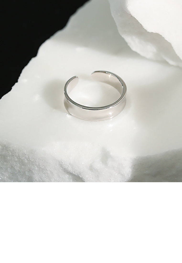 925 Sterling Silver Simple Fashion Geometric Circle Adjustable Open End Ring