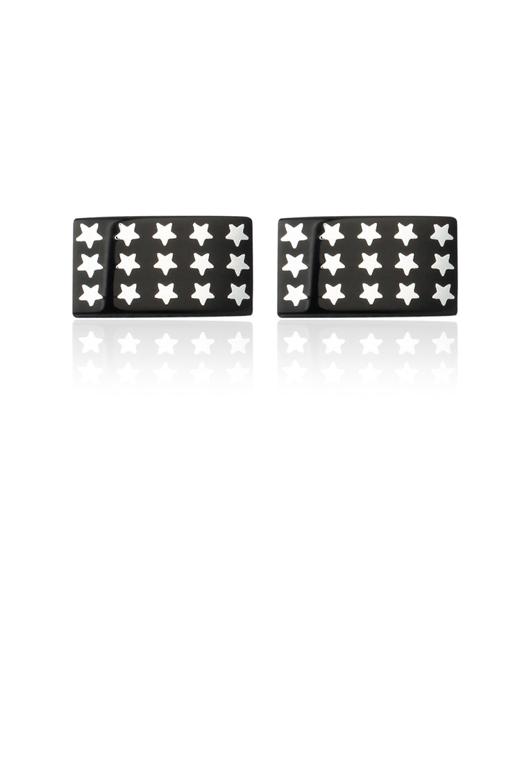 Fashion and Simple Star Pattern Enamel Black Geometric Square Cufflinks