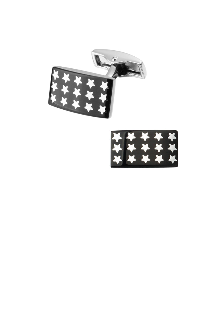 Fashion and Simple Star Pattern Enamel Black Geometric Square Cufflinks