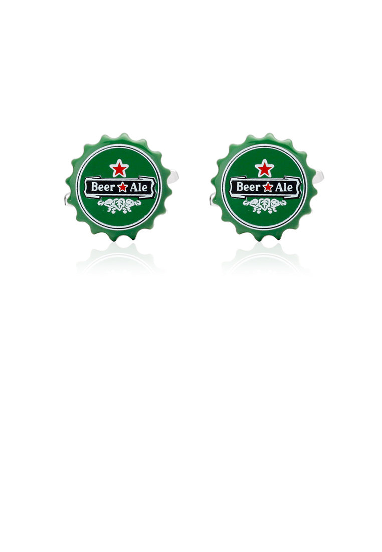 Personalized Creative Green Beer Bottle Cap Cufflinks