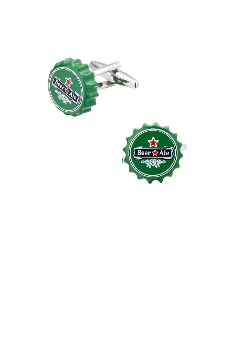 Personalized Creative Green Beer Bottle Cap Cufflinks