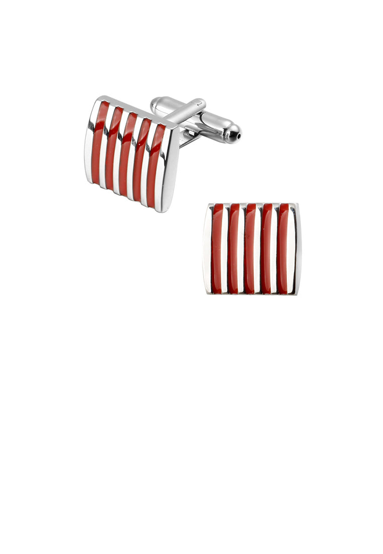 Fashion and Simple Enamel Red Line Geometric Square Cufflinks - Vibrant Color