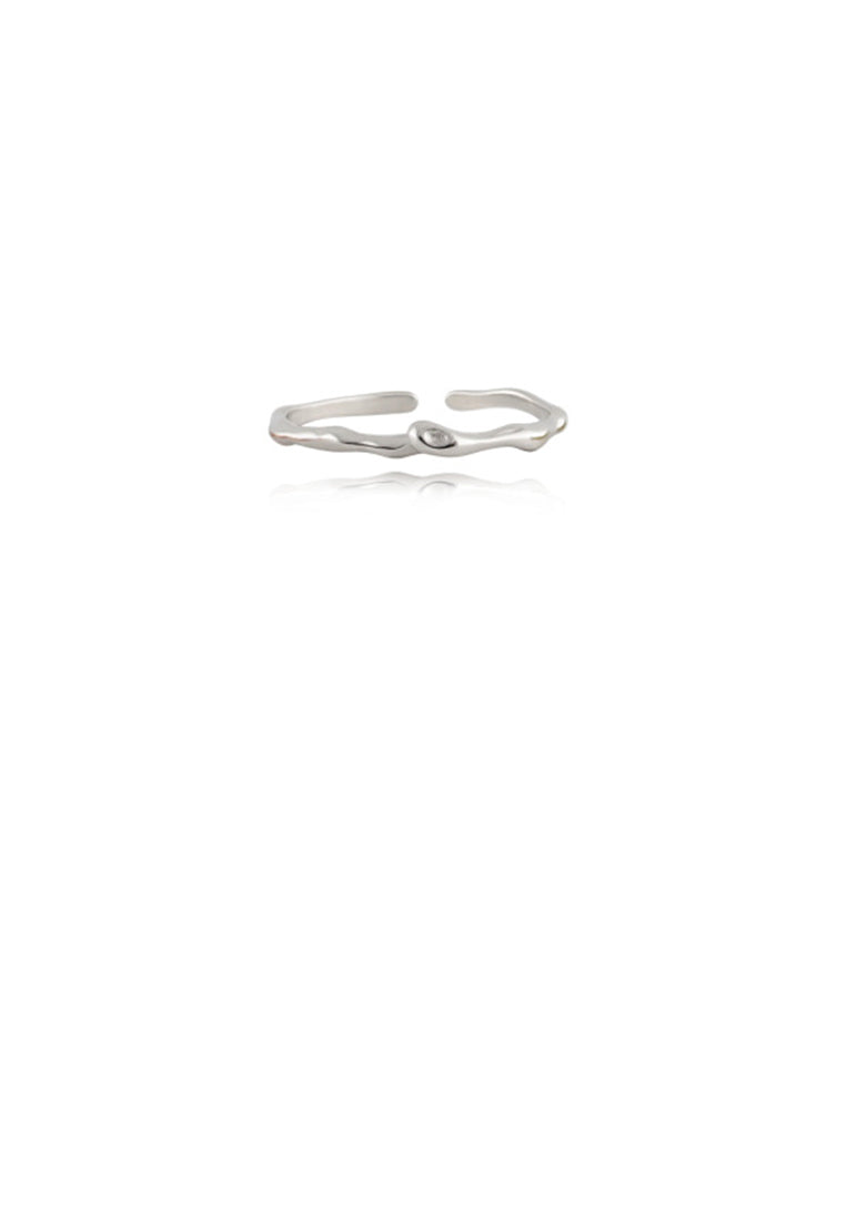 925 Sterling Silver Simple Geometric Line Adjustable Open Ring