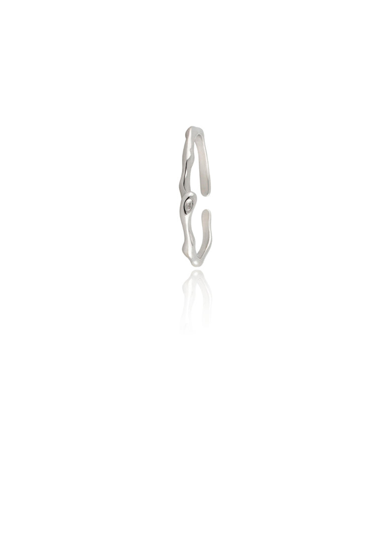 925 Sterling Silver Simple Geometric Line Adjustable Open Ring