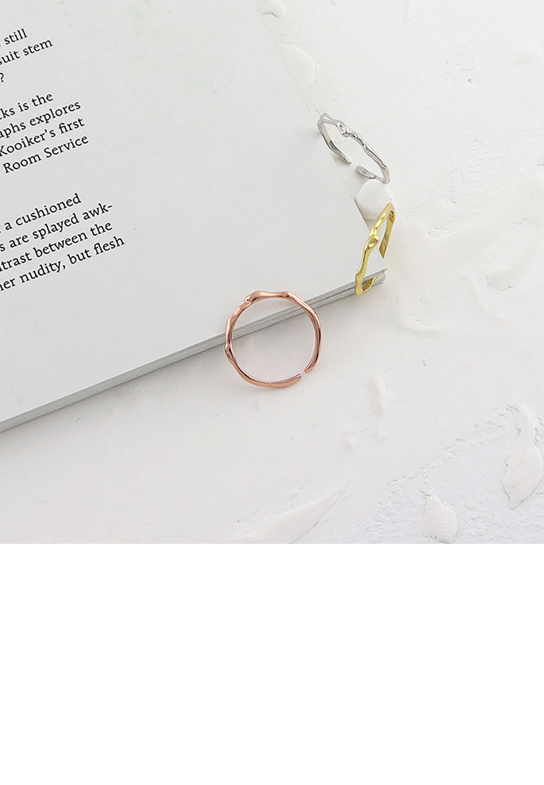 925 Sterling Silver Simple Geometric Line Adjustable Open Ring