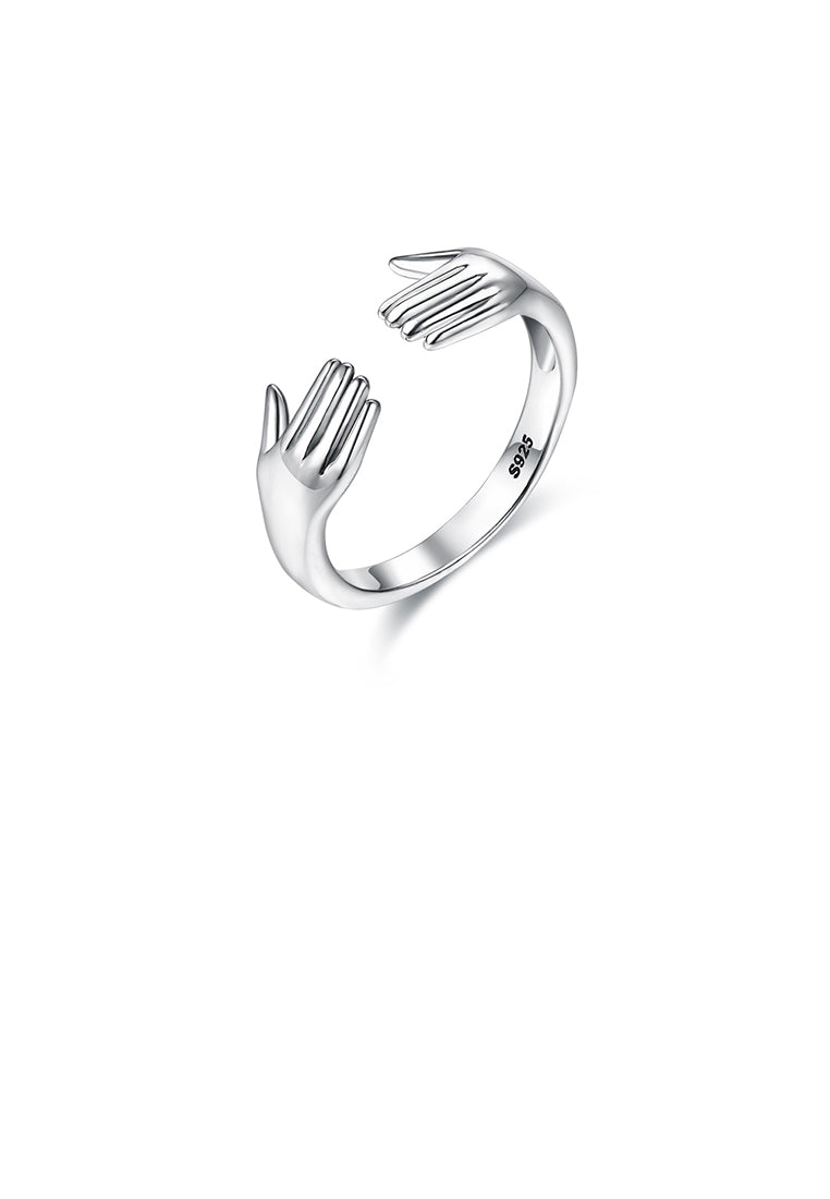 925 Sterling Silver Simple and Fashion Two-hand Adjustable Opening Ring