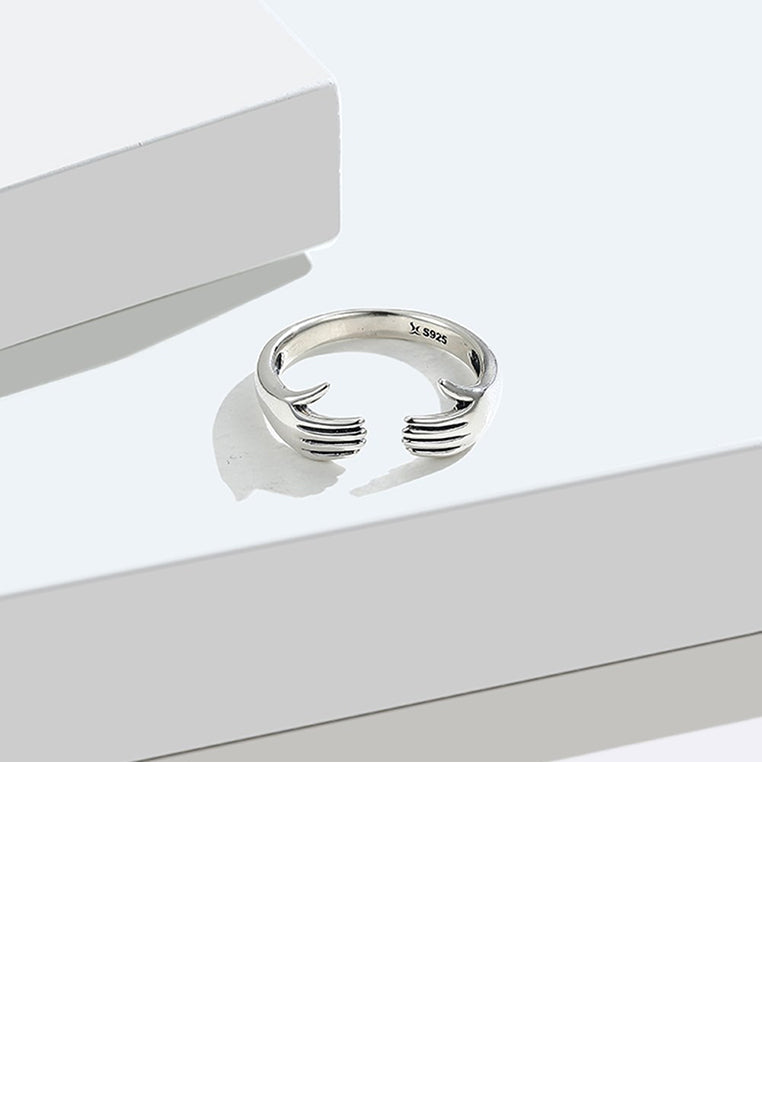 925 Sterling Silver Simple and Fashion Two-hand Adjustable Opening Ring