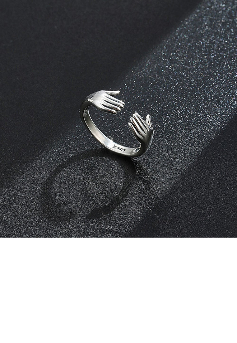 925 Sterling Silver Simple and Fashion Two-hand Adjustable Opening Ring