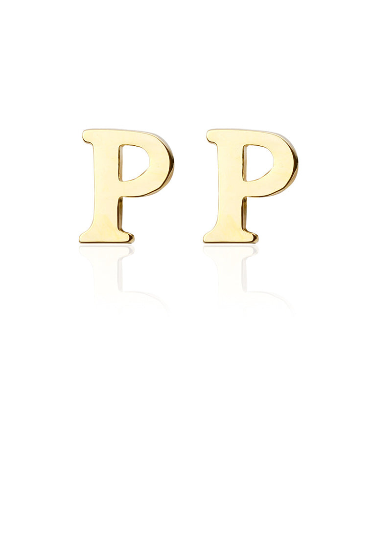 Simple and Fashion Plated Gold English Alphabet P Cufflinks