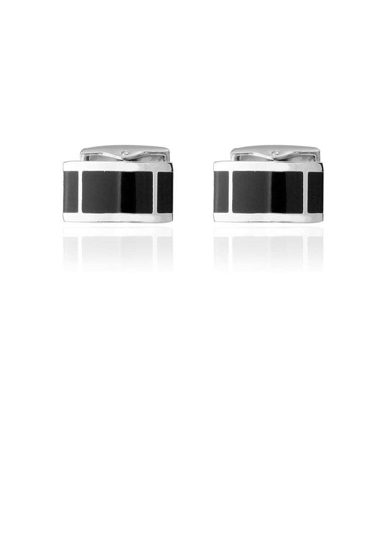 Fashion and Simple Enamel Black Geometric Square Cufflinks