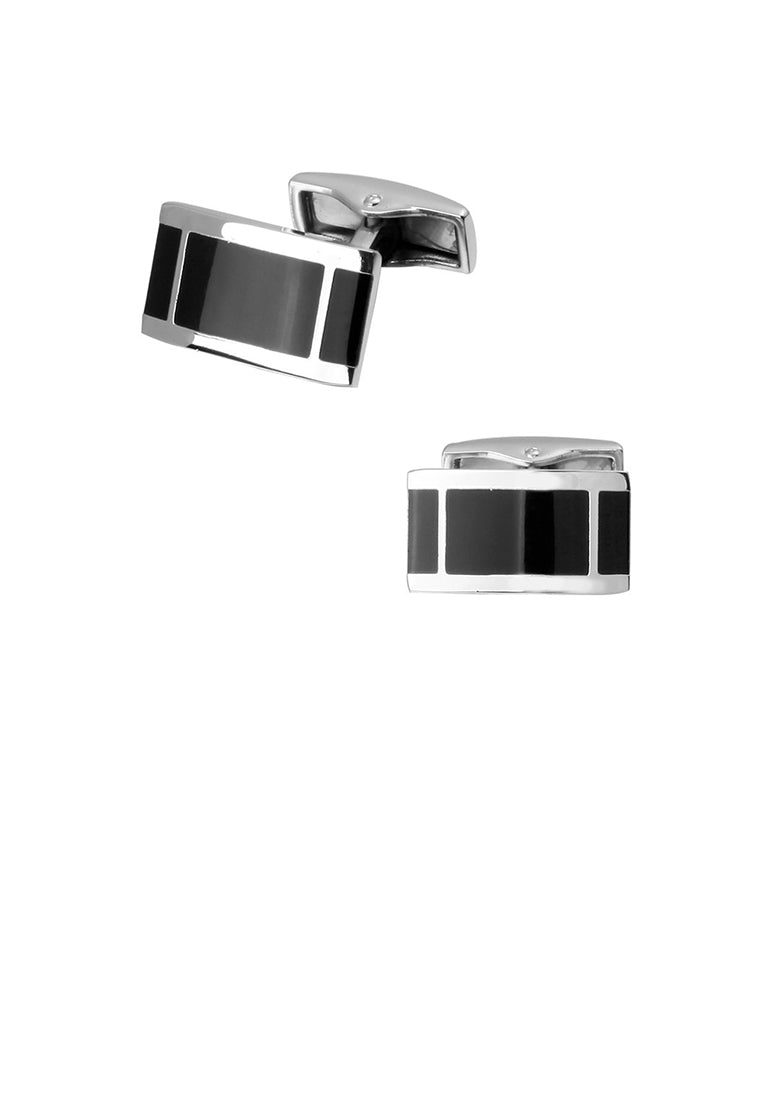 Fashion and Simple Enamel Black Geometric Square Cufflinks