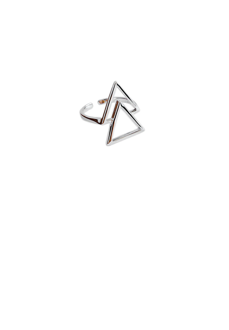 925 Sterling Silver Simple Fashion Hollow Triangle Geometric Adjustable Opening Ring