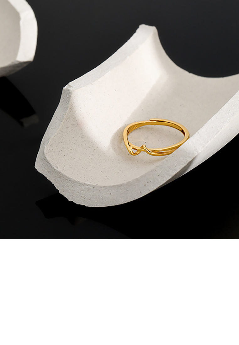 925 Sterling Silver Plated Gold Simple and Fashion Mobius New Pattern Geometric Adjustable Ring