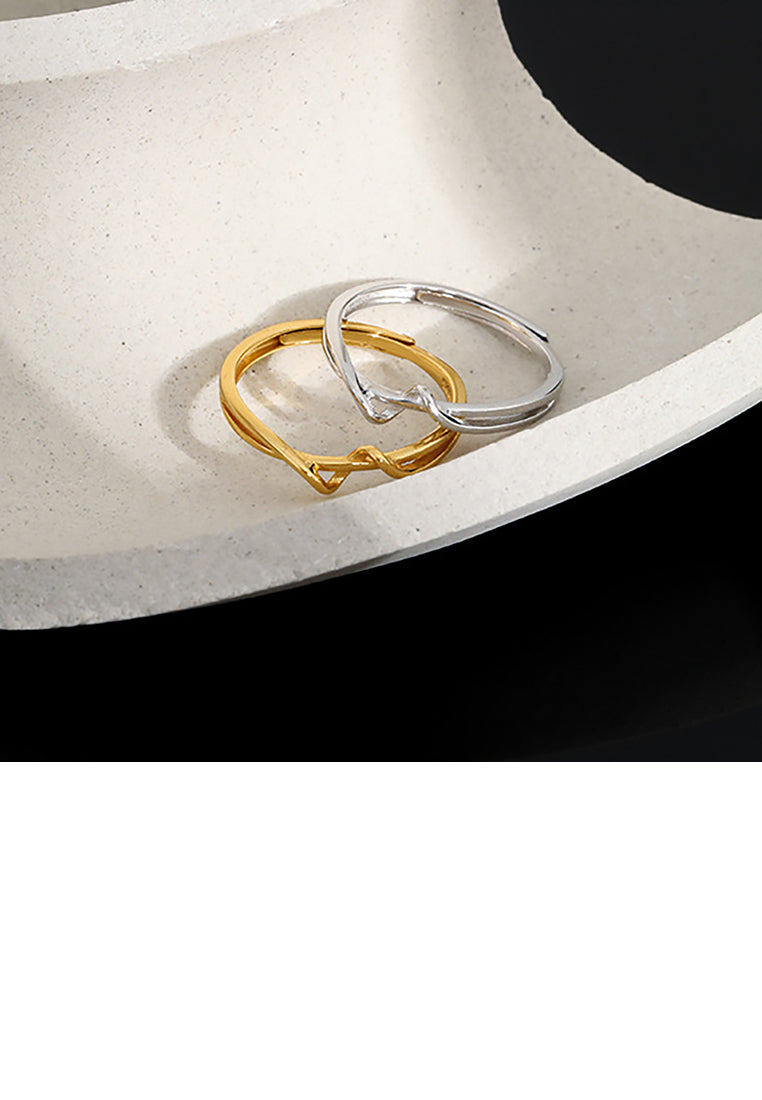 925 Sterling Silver Plated Gold Simple and Fashion Mobius New Pattern Geometric Adjustable Ring