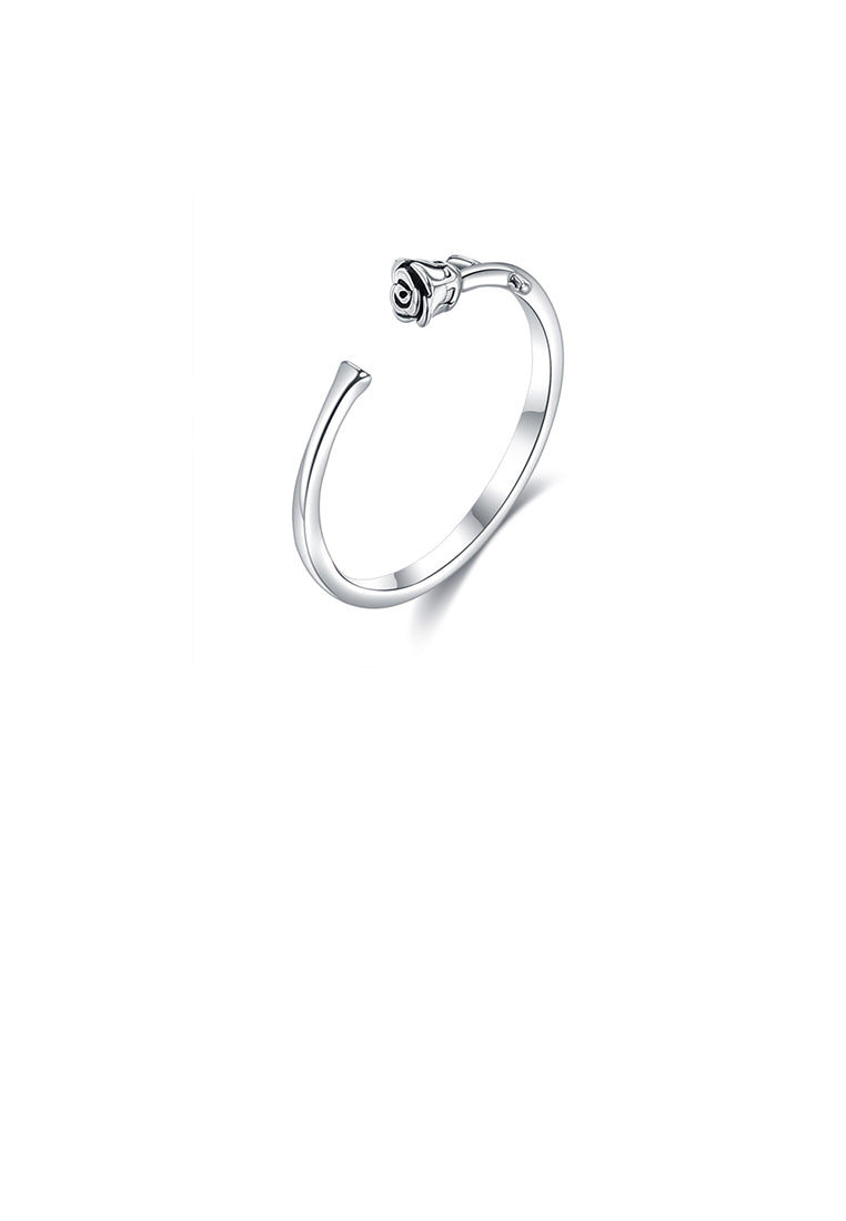925 Sterling Silver Simple Romantic Rose Adjustable Opening Ring