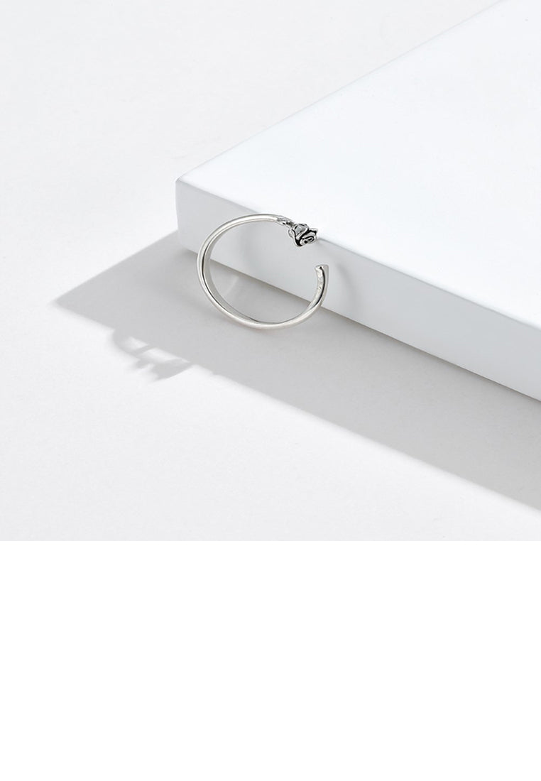 925 Sterling Silver Simple Romantic Rose Adjustable Opening Ring