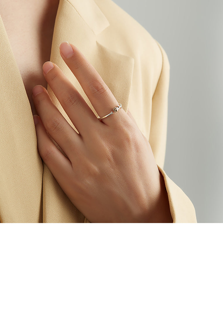 925 Sterling Silver Simple Romantic Rose Adjustable Opening Ring