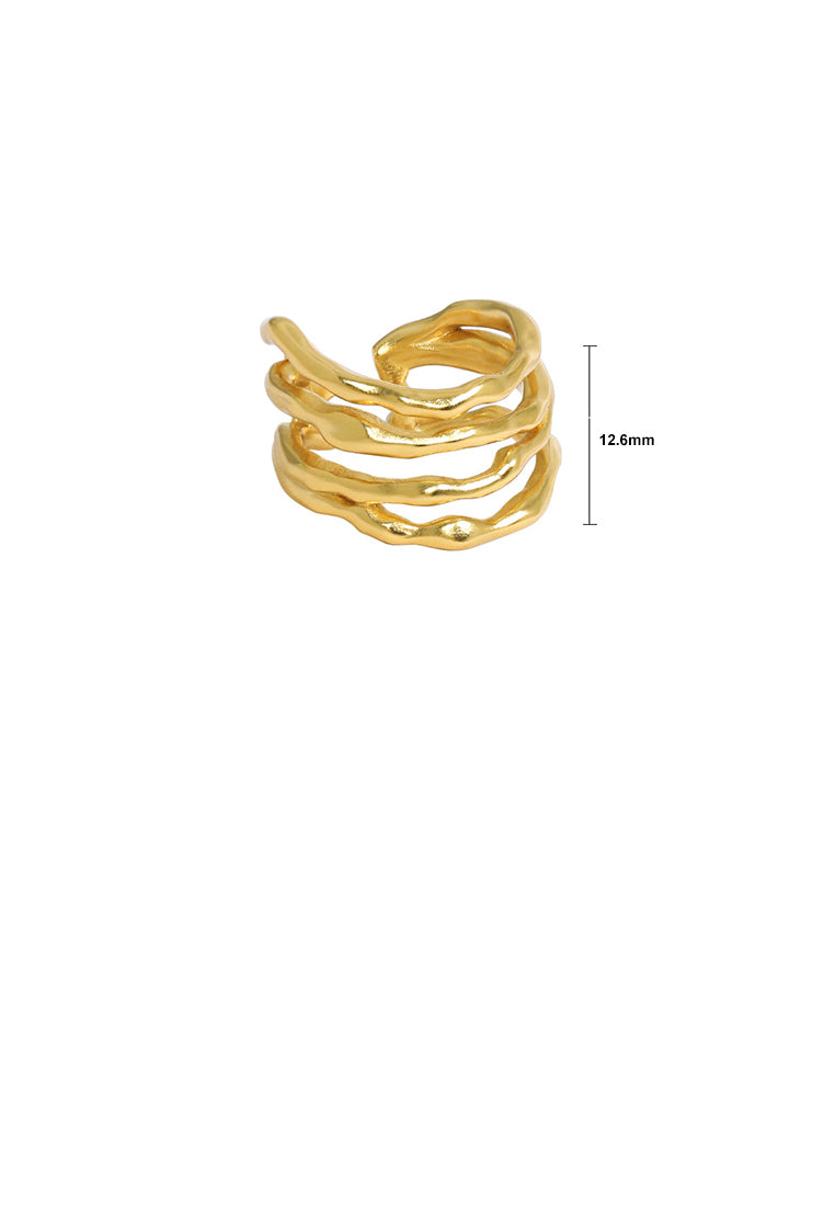 925 Sterling Silver Plated Gold Simple Fashion Multi-layer Geometric Circular Adjustable Opening Ring