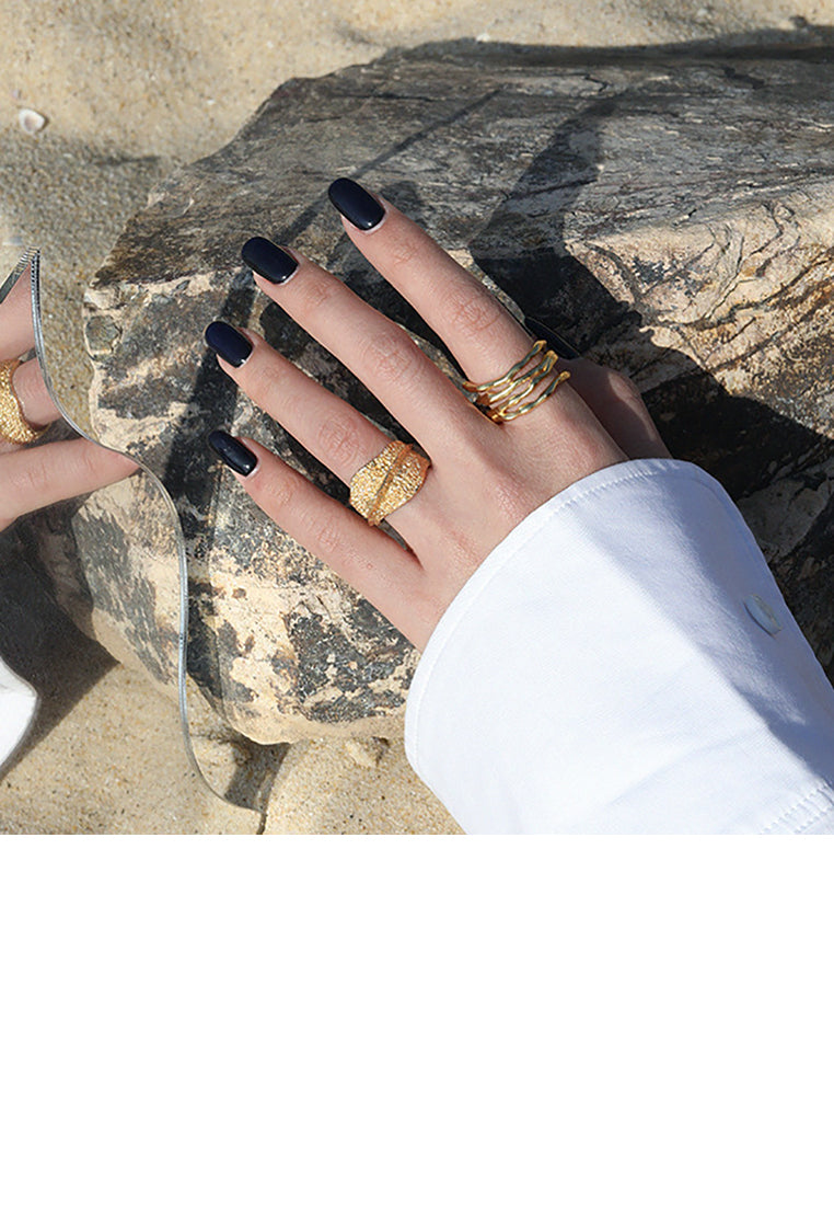 925 Sterling Silver Plated Gold Simple Fashion Multi-layer Geometric Circular Adjustable Opening Ring