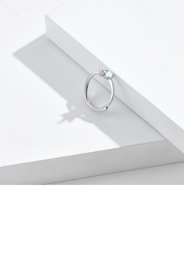 925 Sterling Silver Simple Fashion Unicorn Adjustable Ring with Cubic Zirconia - Luxurious Look